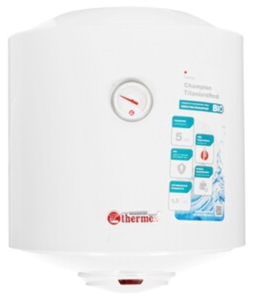 Водонагреватель электрический Thermex Champion TitaniumHeat 50 V белый, накопительный, 50 л, 2 кВт, настенный, вертикальный, бак с титановым покрытием