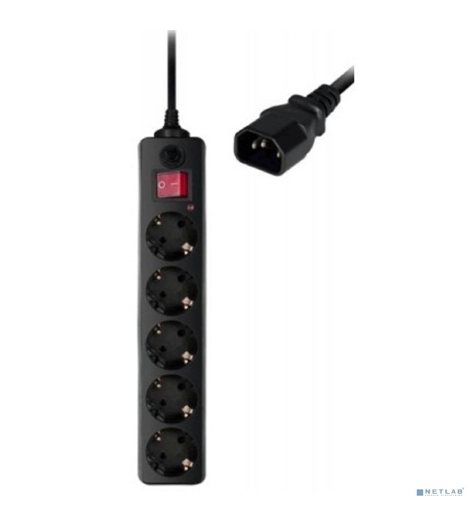 Сетевой фильтр Buro 500SH-1.8-UPS-B 1.8 м, 5 розеток, черный, коробка