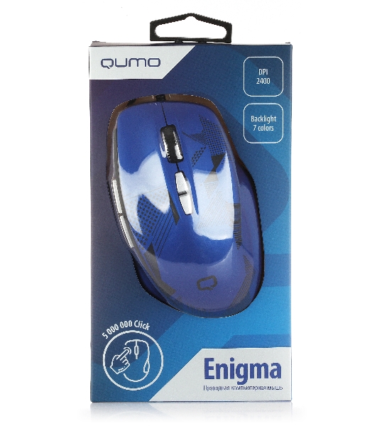 Мышь проводная Qumo Office Enigma M59 синий, 2400 dpi, USB, кнопки - 7