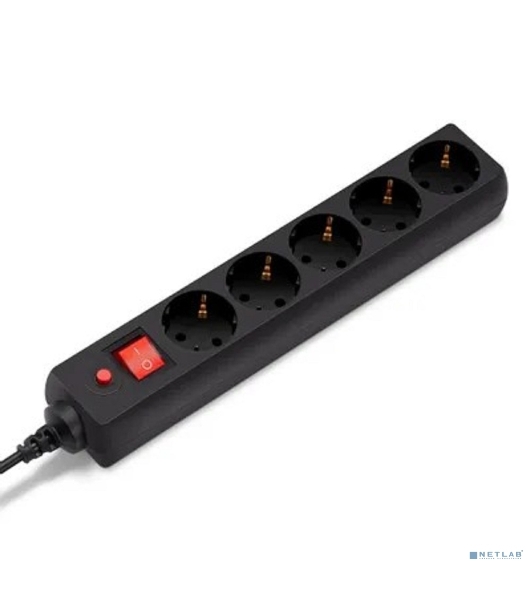 Сетевой фильтр Buro 500SH-1.8-UPS-B 1.8 м, 5 розеток, черный, коробка