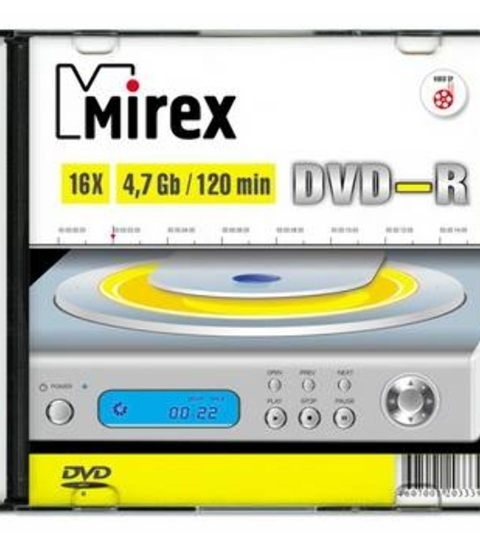 Диск DVD-R Mirex 4.7 Gb, 16x, Slim Case (1), (1/200)