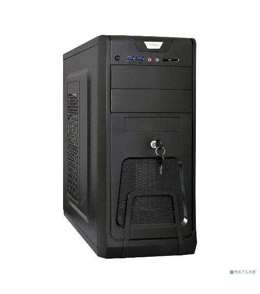 Компьютерный корпус Miditower ExeGate EX283215RUS CP-603UB Black, ATX, (CP350W, 80мм), 2*USB+2*USB 3.0, Audio, замок блокировки кнопки питания