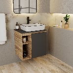 Тумба Bau Dream Blackwood 60 правая, графит, раковина 48х37, смеситель для раковины высокий Hotel Black, черный, фото 1