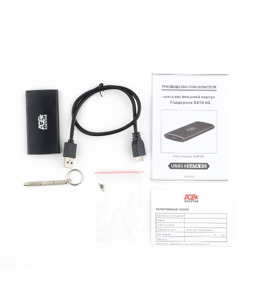 Внешний корпус mSATA AgeStar 3UBMS2 черный, алюминий, черный USB 3.0