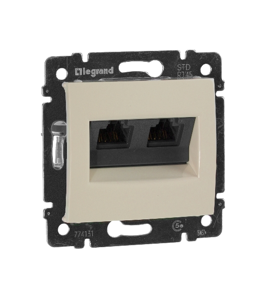 Розетка Valena розетка 2*RJ45 кат.5e, сл. кость