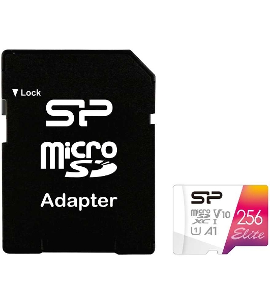 Флеш карта microSD 256Gb Silicon Power Elite A1 microSDXC Class 10 UHS-I U3 100 Mb/s (SD адаптер)