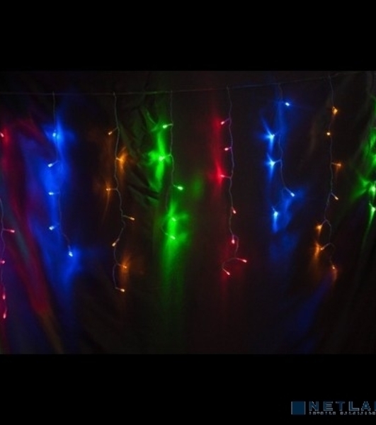 Гирлянда Neon-night Айсикл (бахрома) светодиодный, 1,8 х 0,5 м, прозрачный провод, 230 В, диоды RGB