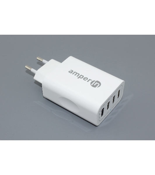 Блок питания (сетевой адаптер) Amperin 4-port USB*5V 2.4A (YDS-TC028-4-0-0), белый