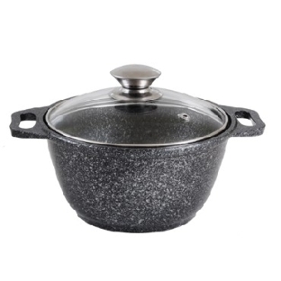 Кастрюля Kukmara КМТ22а, 2,0 л. темный мрамор, стеклянная крышка.