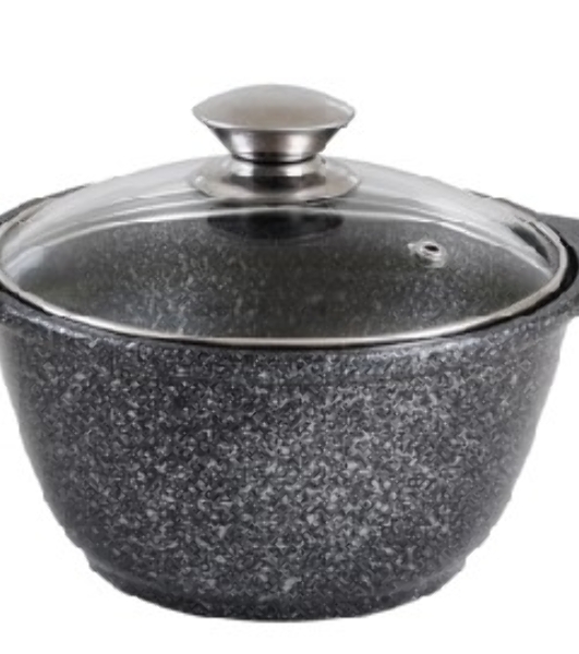 Кастрюля Kukmara КМТ22а, 2,0 л. темный мрамор, стеклянная крышка.
