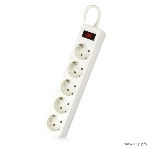 Сетевой фильтр Smartbuy SBSP-30-W One, 10А, 2 200 Вт, 5 розеток, длина 3,0 м, белый (SBSP-30-W)/45, фото 1