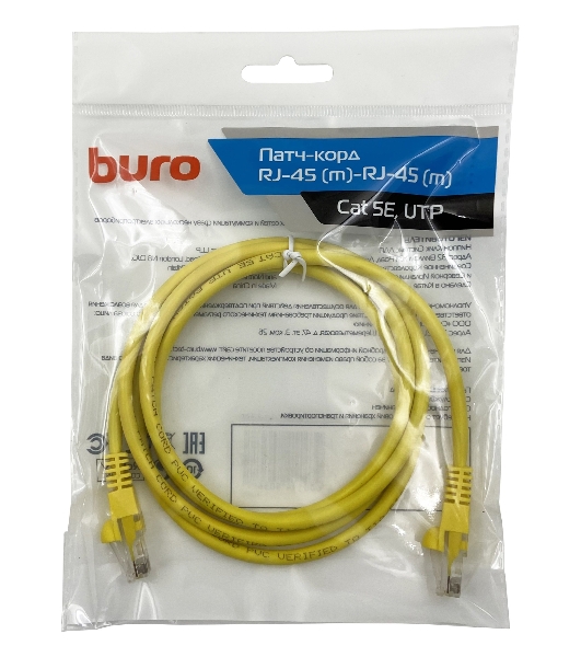 Патч-корд Buro UTP cat.5e 1.5м желтый RJ-45 (m)-RJ-45 (m)