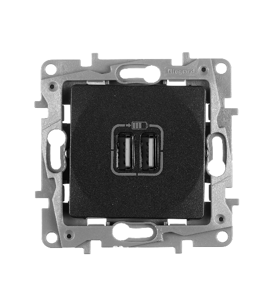 Розетка USB 2-ая 240В/5В 2400мА 672694 Legrand Etika Антрацит