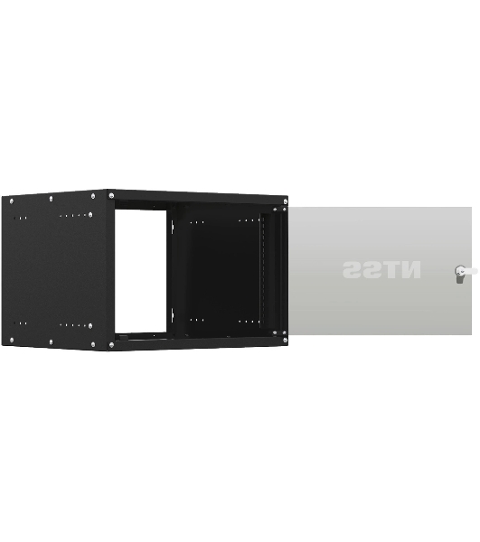 Шкаф коммутационный NTSS Lime (NTSS-WL6U5535GS-BL) настенный 6U 550x350 мм пер. дв. стекл несъемн. бок. пан. 30 кг черный 270 мм 8.4 кг 110 град. 370 мм IP20 сталь