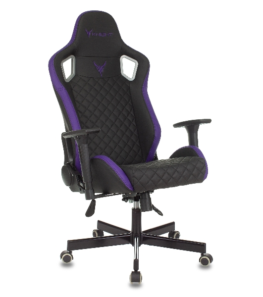 Кресло Knight OUTRIDER черный/фиолетовый, экокожа, 120 кг, механизм качания