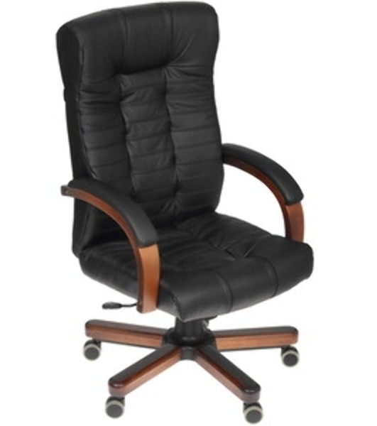 Кресло Бюрократ KB-10WALNUT/B/LEATH черный, кожа