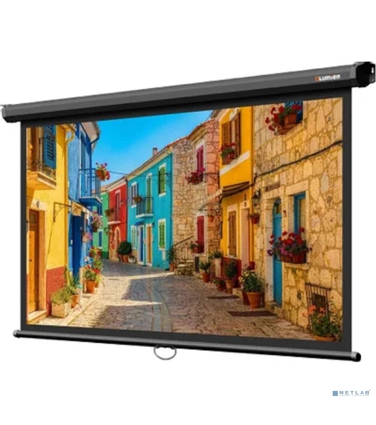 Настенный экран Lumien LEP-100129 Eco Picture 137х192см (рабочая область 104х186 см) (84') Matte White верх.кайма 30 см, восьмигранный корпус, возможность потолочн./настенного крепления, 16:9, цвет корпуса черный (треугольная упаковка)