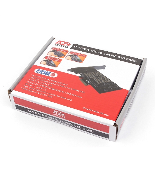 Адаптер AgeStar AS-MC02 PCI-E для M.2 SATA SSD+M.2 NVME SSD Card
