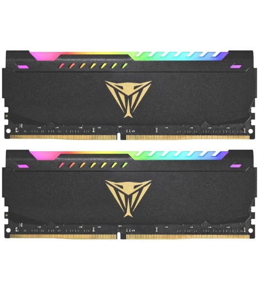 Оперативная память Patriot Viper Steel, DDR4, 32GB (2x16GB), 3600MHz, CL20, DIMM, с радиатором, RGB, черный
