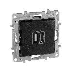 Розетка USB 2-ая 240В/5В 2400мА 672694 Legrand Etika Антрацит, фото 1