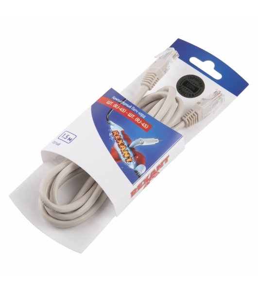 Пaтч-корд U/UTP Rexant, cat.5e, RJ45-RJ45, неэкранированный, PVC серый, 1,5м