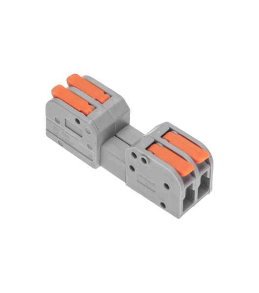 Клемма Rexant СМК 222-422R проходная разъемная 2 полюса серый 0,2-2,5/4 мм² (50 шт/уп)