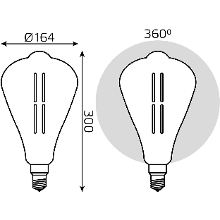 Лампа cветодиодная Gauss Filament ST164 6W 330lm 4000К Е27 gray straight LED