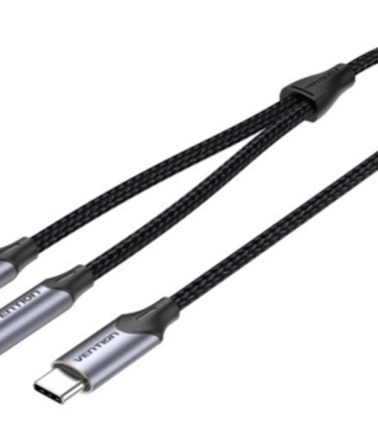 Переходник-разветвитель Vention гибкий USB-C M/Jack 3.5 мм F x 2 (Аудио+Микрофон) - 0.3 м