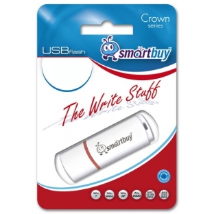 Флешка USB Smartbuy Crown white (SB64GbCRW-W), 64Gb, USB 2.0, R/W 20/10, белый/красный