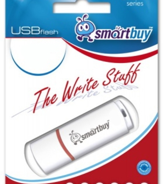 Флешка USB Smartbuy Crown white (SB64GbCRW-W), 64Gb, USB 2.0, R/W 20/10, белый/красный