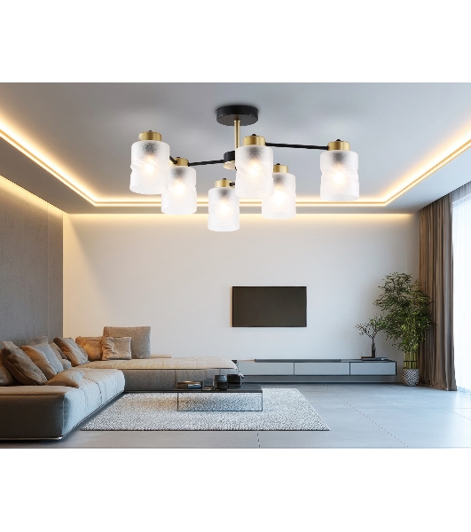 Светильник Ambrella light TR303325/6 BK/GD черный/золото E27/6 max 60W D680*270