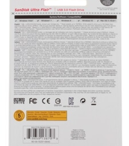 Флешка USB Sandisk 64Gb Cruzer Ultra Flair SDCZ73-064G-G46 USB 3.0 серебристый/черный