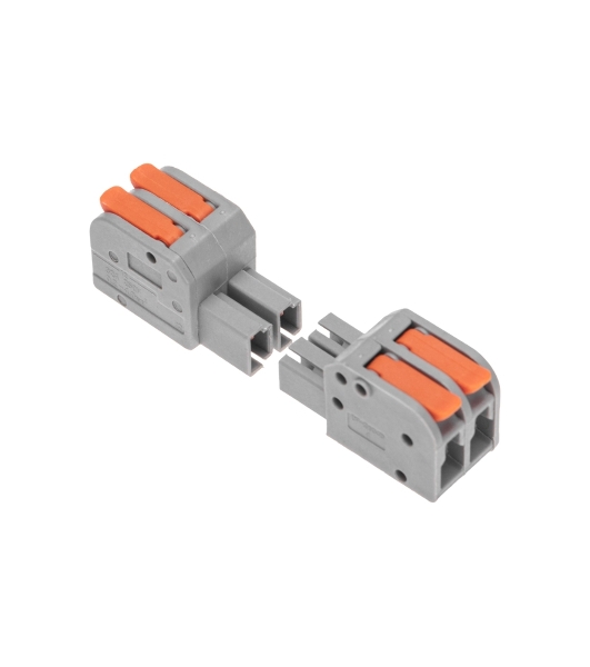 Клемма Rexant СМК 222-422R проходная разъемная 2 полюса серый 0,2-2,5/4 мм² (50 шт/уп)