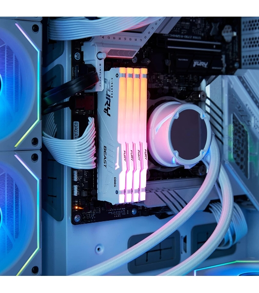 Оперативная память Kingston Fury Beast, DDR5, 32Gb (1x32GB), 5600MHz, CL36, DIMM, радиатор, RGB, белый