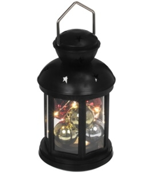 Декоративный фонарь Neon-night с шариками 12х12х20,6 см, черный корпус, теплый белый цвет свечения