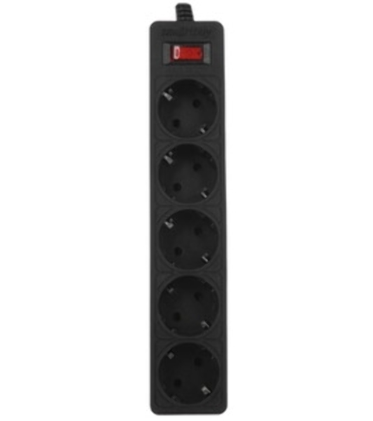 Сетевой фильтрSmartbuy SBSP-18U-K с USB, 10А, 2 200 Вт, 5 розеток, длина 1,8 м, черный (SBSP-18U-K)/45