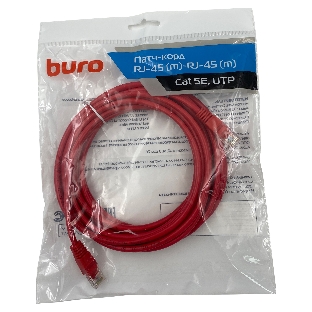 Патч-корд Buro UTP 4 пары cat.5e CCA molded 5м красный RJ-45 (m)-RJ-45 (m)