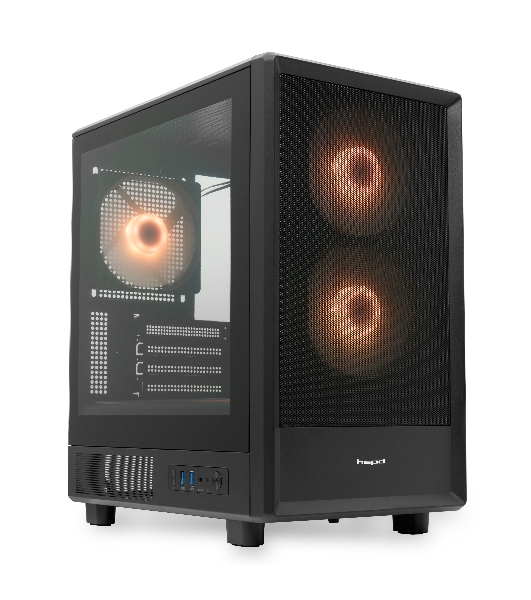 Компьютерный корпус HSPD M310, Mesh Mini-tower, черный, TG, 0.4 SPCC, 3x120мм ARGb mATX, mITX 180/280/160мм 1x2.5', 1x3.5', 4xPCI 2xUSB-A 3.0 452x277x418мм