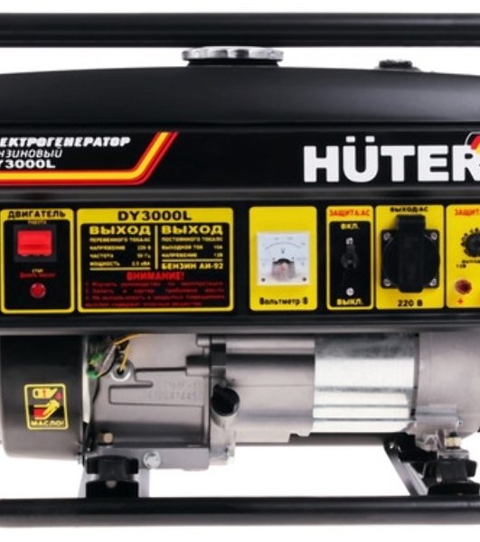 Электрогенератор бензиновый Huter DY3000L, 2.8 кВт, 67 дБ, 39 кг
