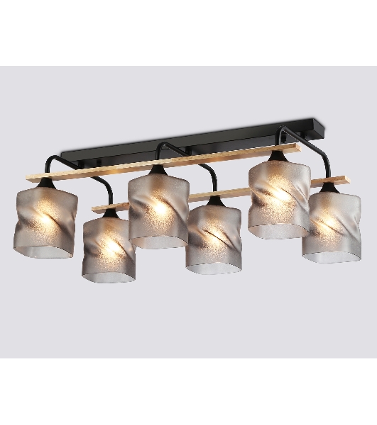 Светильник Ambrella light TR3033250/6 BK/WD черный/дерево E27/6 max 60W 580*340*245