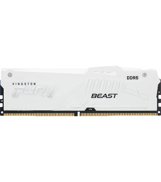 Оперативная память Kingston Fury Beast, DDR5, 32Gb (2x16GB), 5600MHz, CL36, DIMM, радиатор, RGB, белый