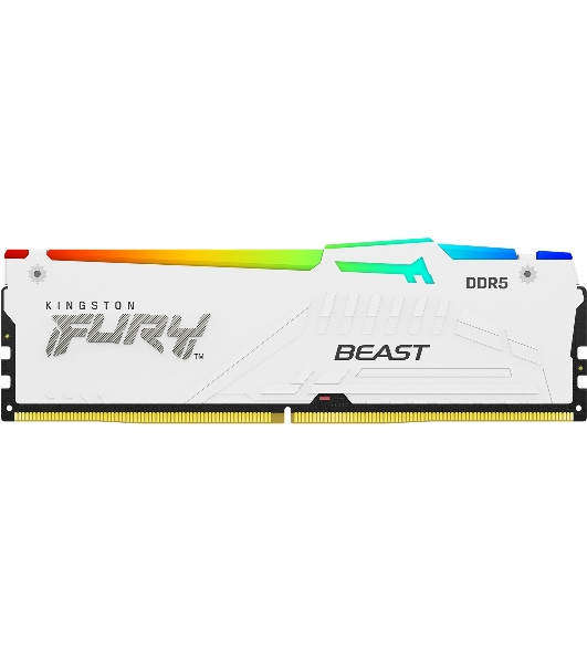 Оперативная память Kingston Fury Beast, DDR5, 32Gb (2x16GB), 5600MHz, CL36, DIMM, радиатор, RGB, белый