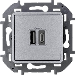 Зарядное устройство INSPIRIA с двумя USB-разьемами A-C 240В/5В 3000мА Алюминий, фото3
