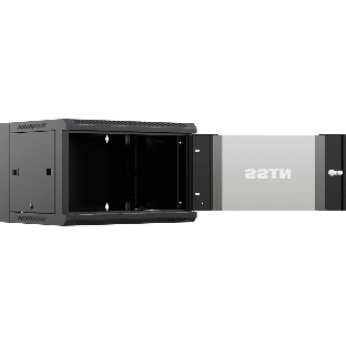 Шкаф коммутационный NTSS NTSS-W6U6045GS-BL настенный 6U 570x450 мм пер. дв. стекл 60 кг черный 350 мм 18 кг 220 град. 370 мм IP20 сталь