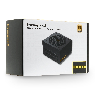Блок питания HSPD, 1000W 80 PLUS Gold (ATX, 2.52, Full modular, 1x24(20+4)pin mesh 550мм, 1xCPU*2 8(4+4)pin 650+150мм, 2xPCIe*2 8(6+2)pin 500+150мм, 2xSATA*3 450+150+150мм, 1xMOLEX4pin*3 450+150+150мм, Active, 120x120мм, 150x140x86мм, APFC, OVP, UVP, SCP, OCP, OTP, OPP, NLO, SIP, black)