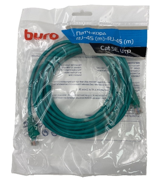 Патч-корд Buro UTP 4 пары cat.5e CCA molded 5м зеленый RJ-45 (m)-RJ-45 (m)