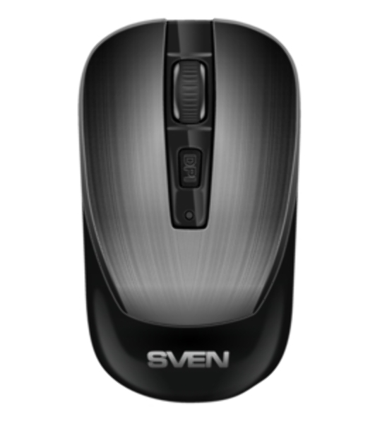 Мышь беспроводная SVEN RX-380W серый металлик, 1600 dpi, радиоканал, USB, кнопки - 4