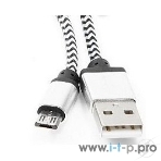 Кабель Gembird USB 2.0 Cablexpert AM/microBM 5P, 1м, нейлоновая оплетка, алюминиевые разъемы, серебристый, пакет, фото2