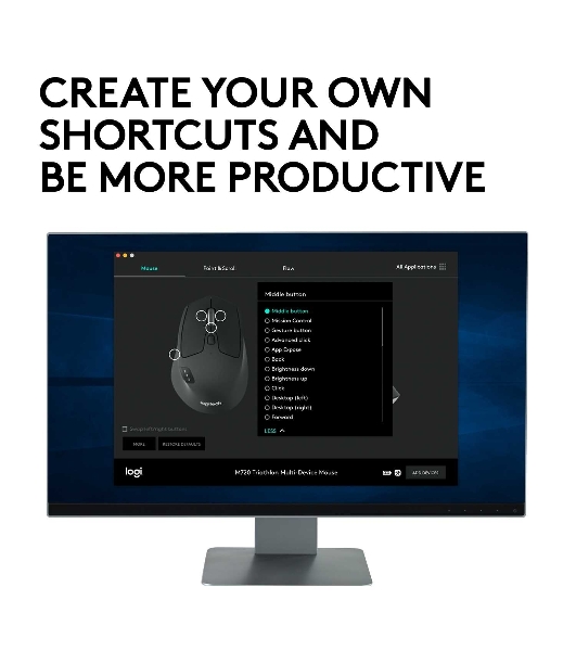 Мышь беспроводная Logitech M720 Triathlon черный, 1000 dpi, радиоканал, Bluetooth, USB, кнопки - 8