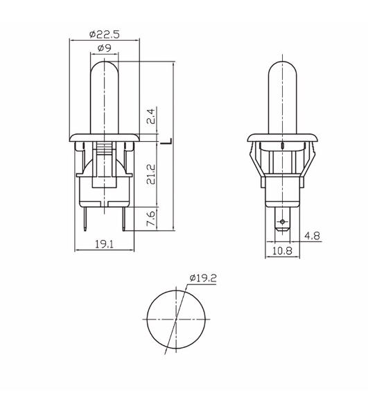 Выключатель-кнопка Rexant 250V 2.5А (2с) ON-(OFF) Б/Фикс белый (мебельная)